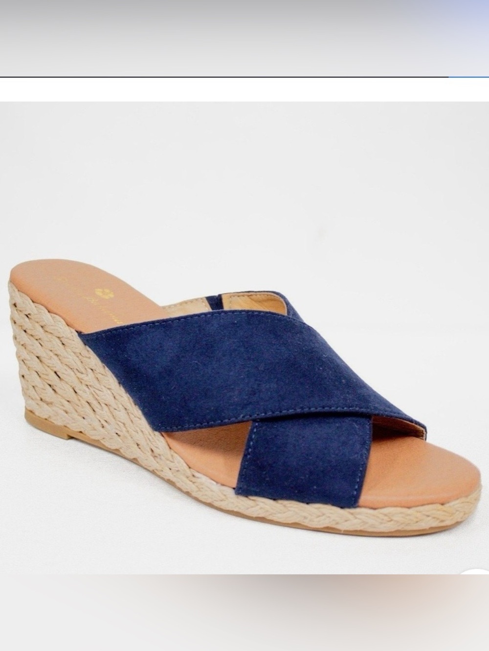 Tommy Bahama Navy Suede Espadrille Wedge Slide Sz 8.5M